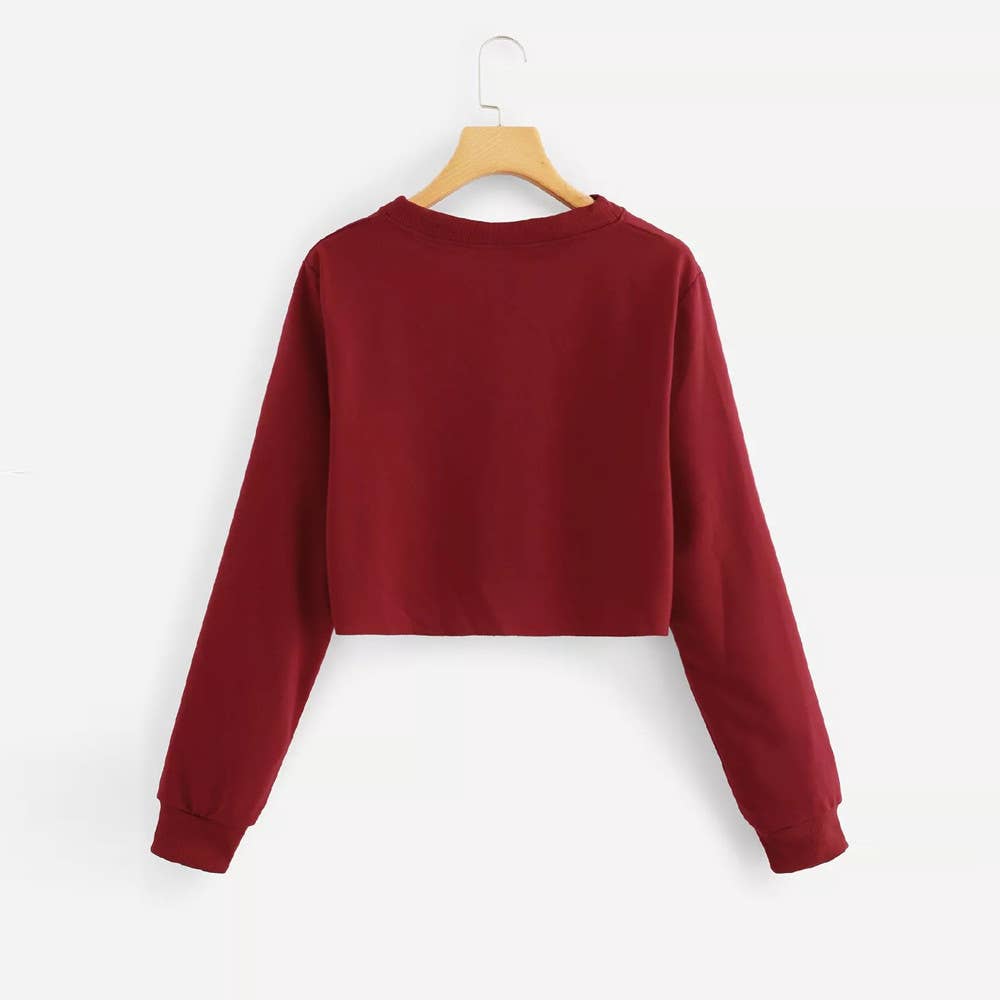ROUND NECK SOLID COLOR LONG SLEEVE PULLOVER TOP
