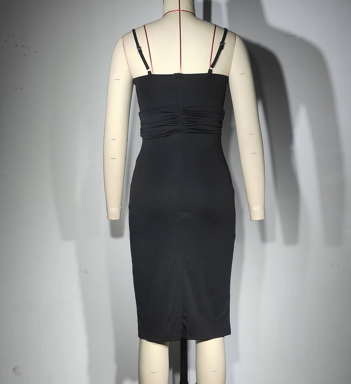 V-NECK SEXY WRAP HIP SPLIT HALTER DRESS