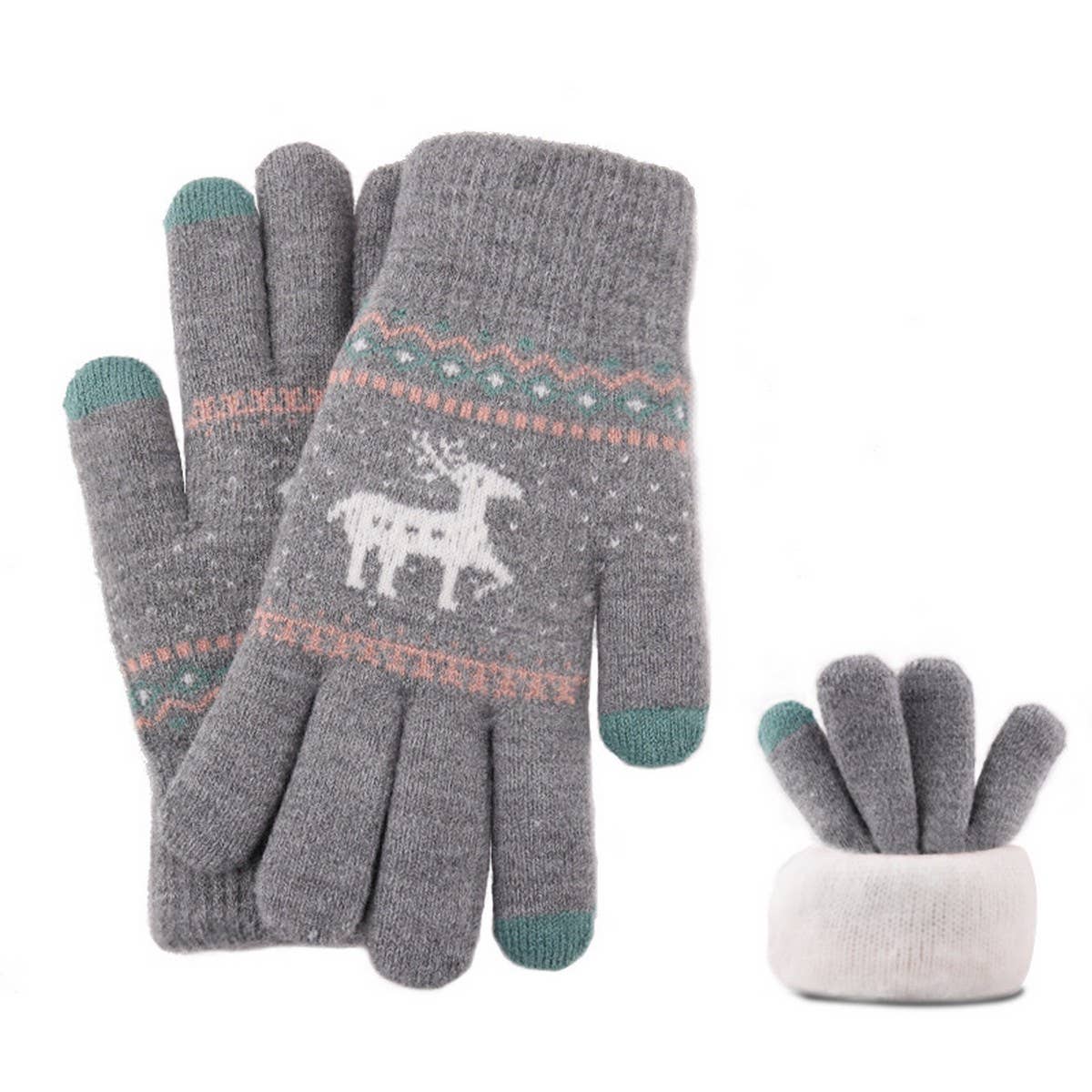 NEW JACQUARD DOUBLE-LAYER DEER TOUCH SCREEN GLOVES_CWAG0239