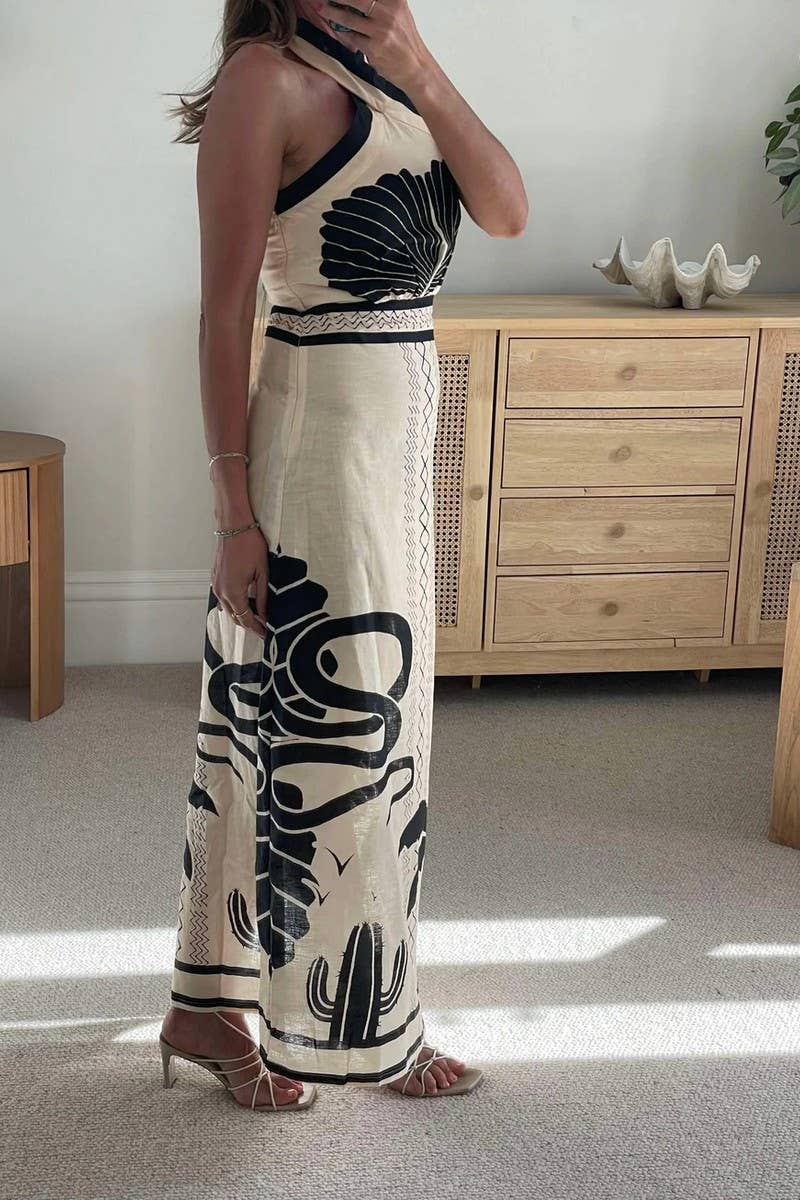 CWDHL1035_SEXY HALTER TIE BACK BODYCON MAXI DRESS