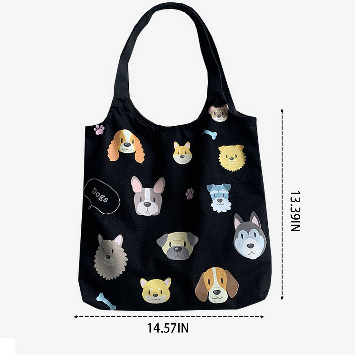 TOTE BAGS CANVAS WITH CUTE DOGS PATTERN_CWAB2060
