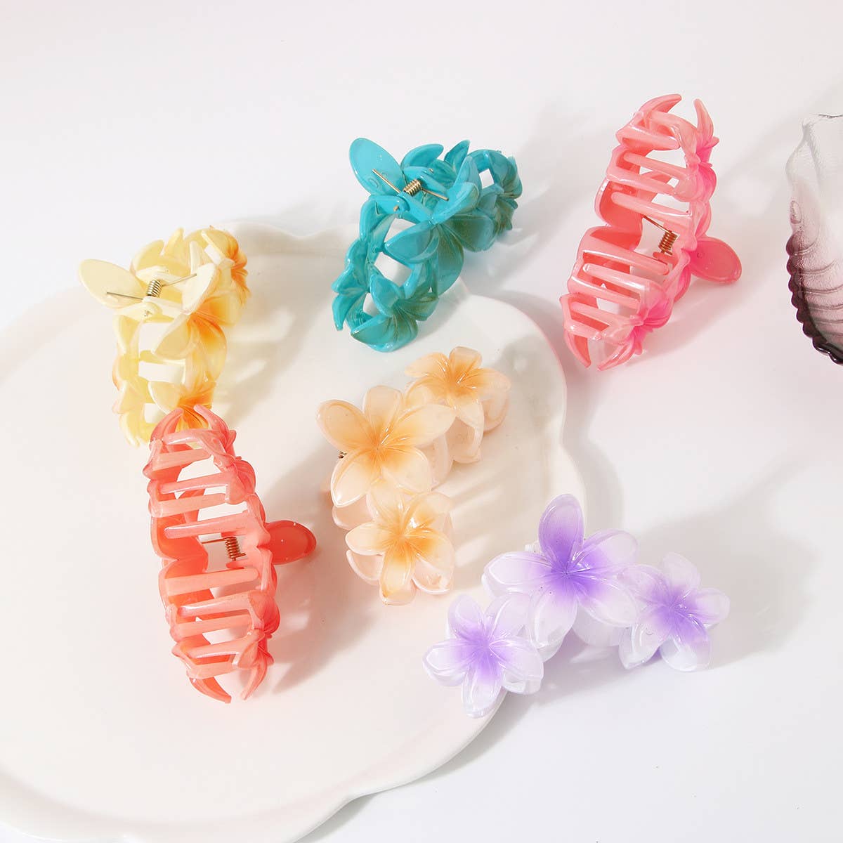 Plumeria Flower Large Hair Claw,Elegant Updo Clip_CWAHA1064