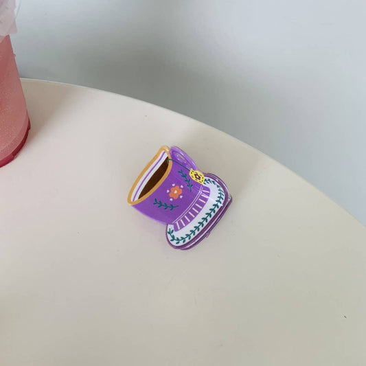 Acrylic Coffee Cup Hair Claw - Cute Shark Clip_CWASC1585