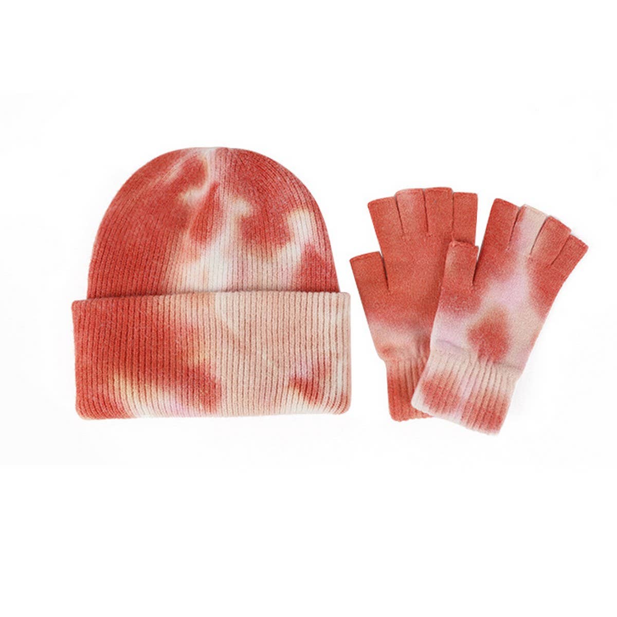 NEW WOOL TIE-DYE GLOVES AND HAT TWO-PIECE SET_CWMM2864