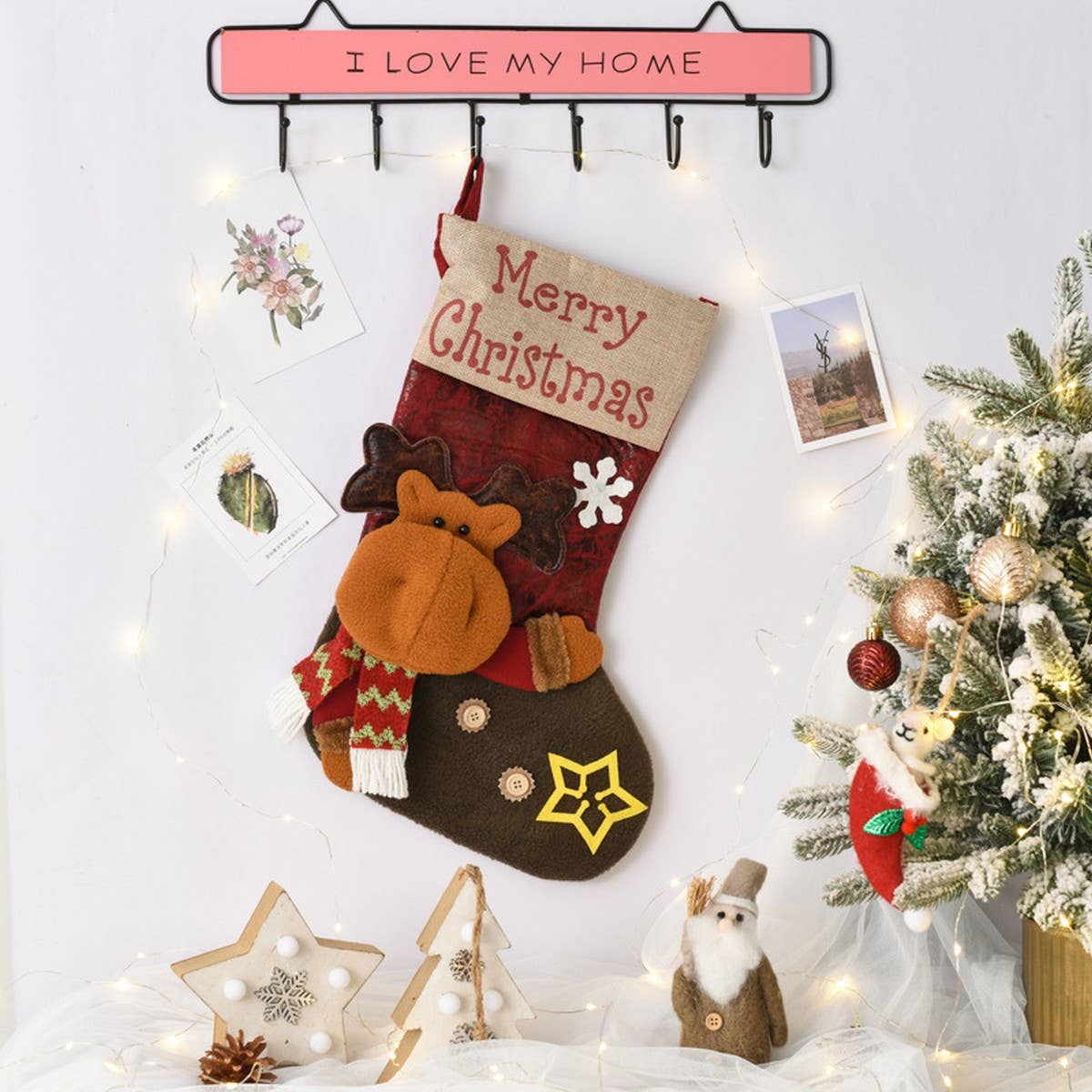 SEQUINED 3D SANTA CLAUS CHRISTMAS STOCKINGS