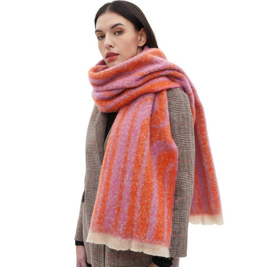 Geometric Loop Yarn Winter Scarf with  Shawl Wrap