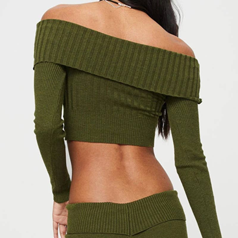 SEXY HOTTIE LINE NECK LONG SLEEVE SWEATER