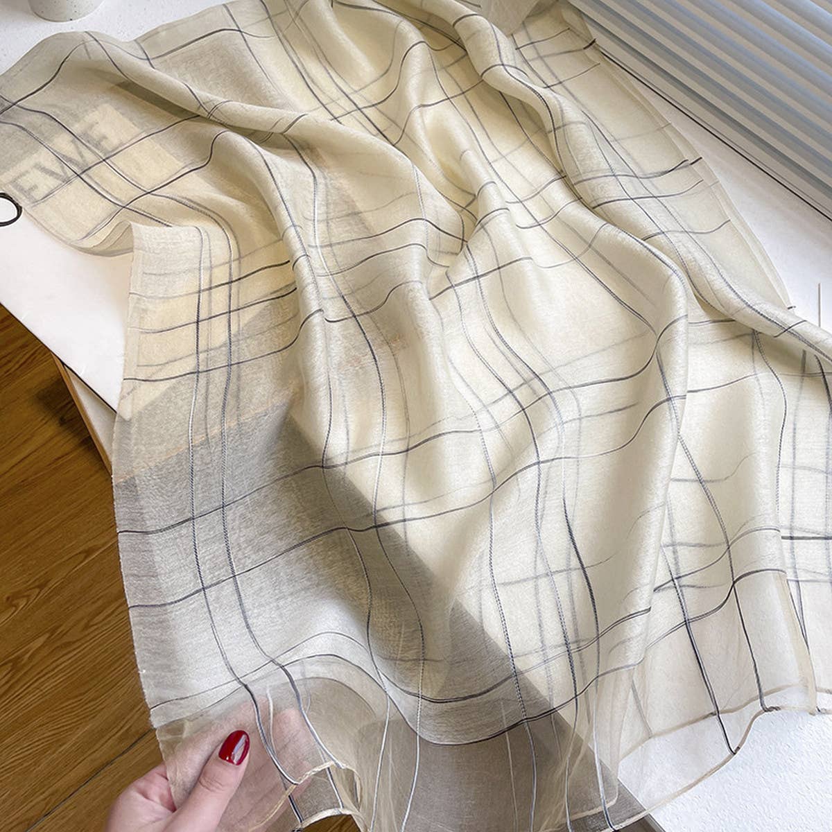 Minimal Stripe Silk Wool Scarf ? Lightweight Shawl