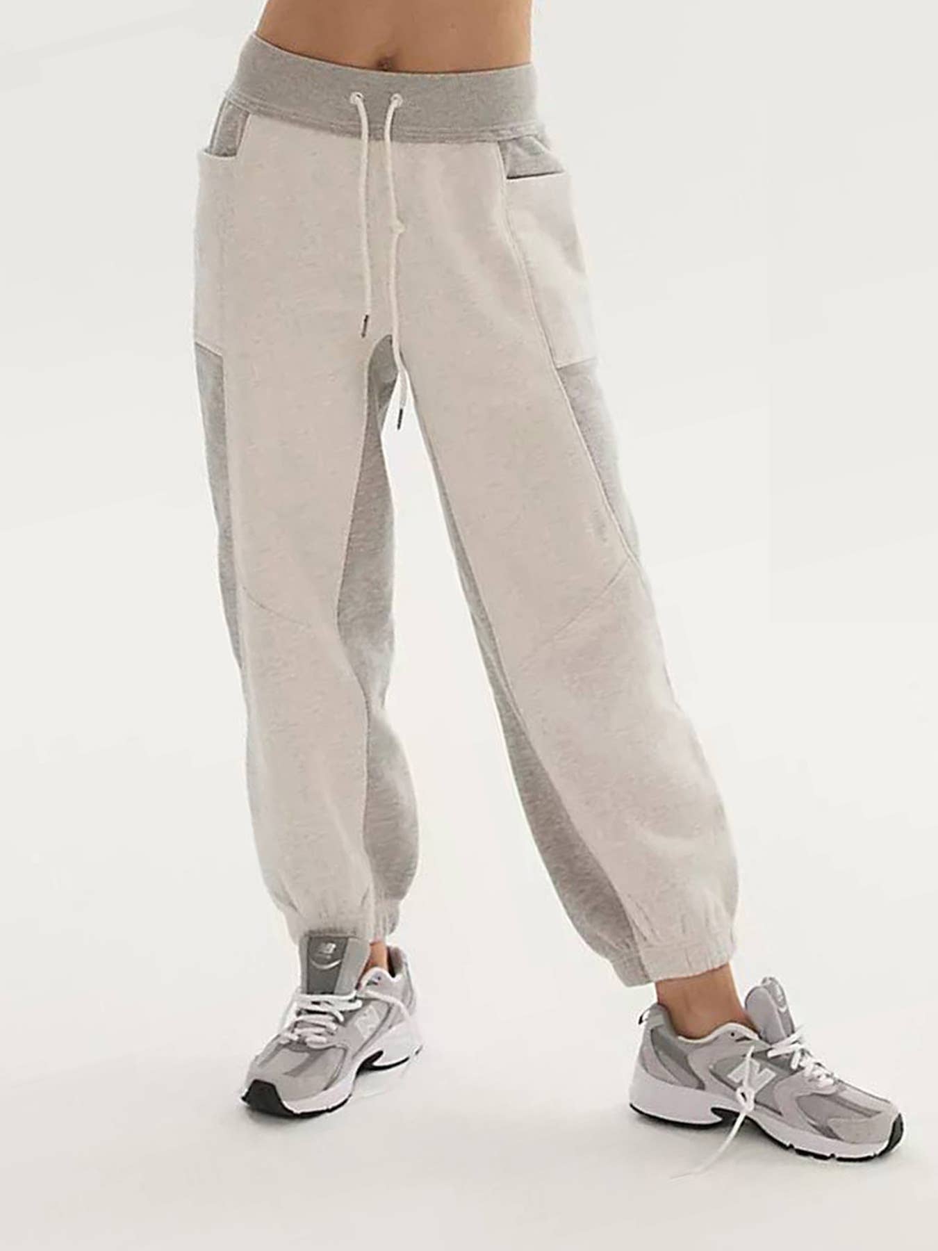 Spliced sports elastic waist guard pants