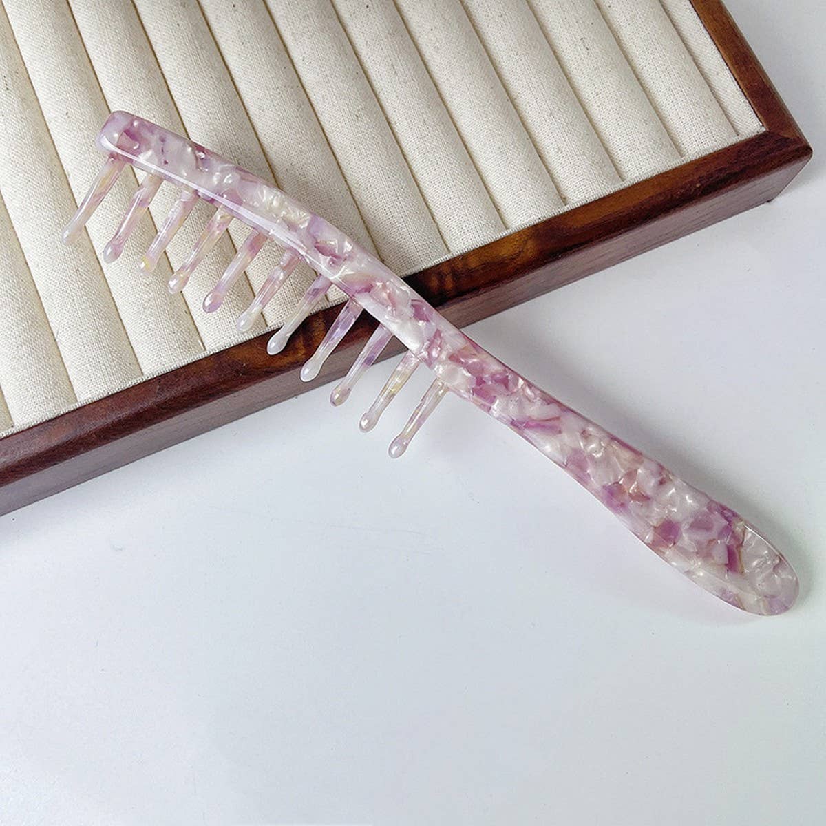 Vintage Wide Tooth Acetate Comb for Curly Hair