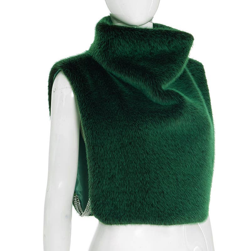 Fashion standing collar fur waistcoat