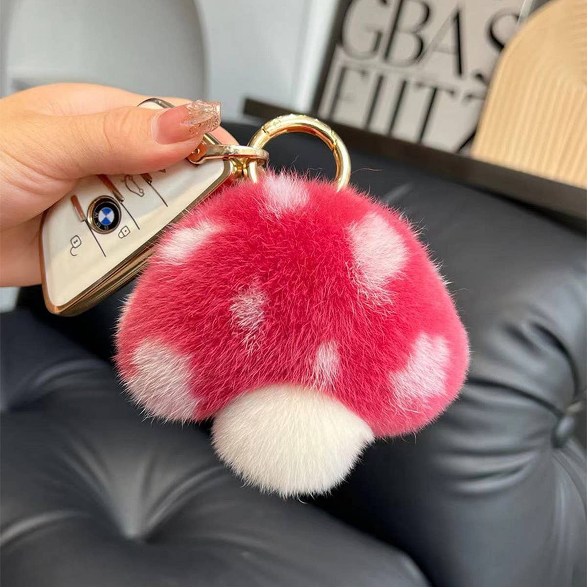 CUTE LITTLE MUSHROOM CAR KEYCHAIN BAG PENDANT