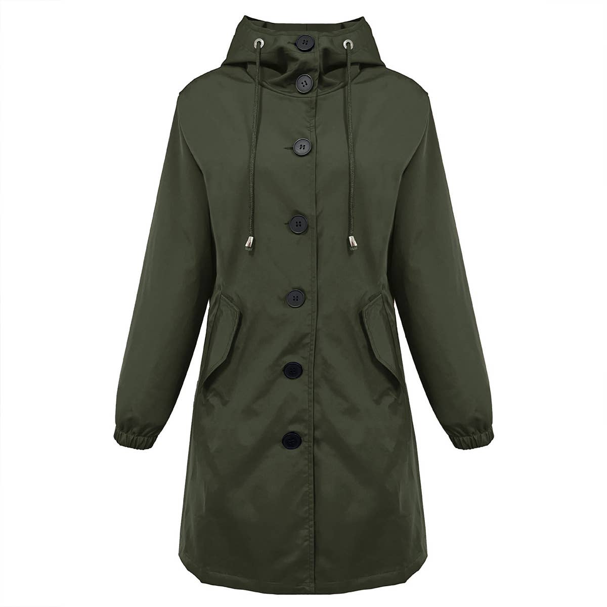 SINGLE-BREASTED HOODED TRENCH COAT CASUAL COAT