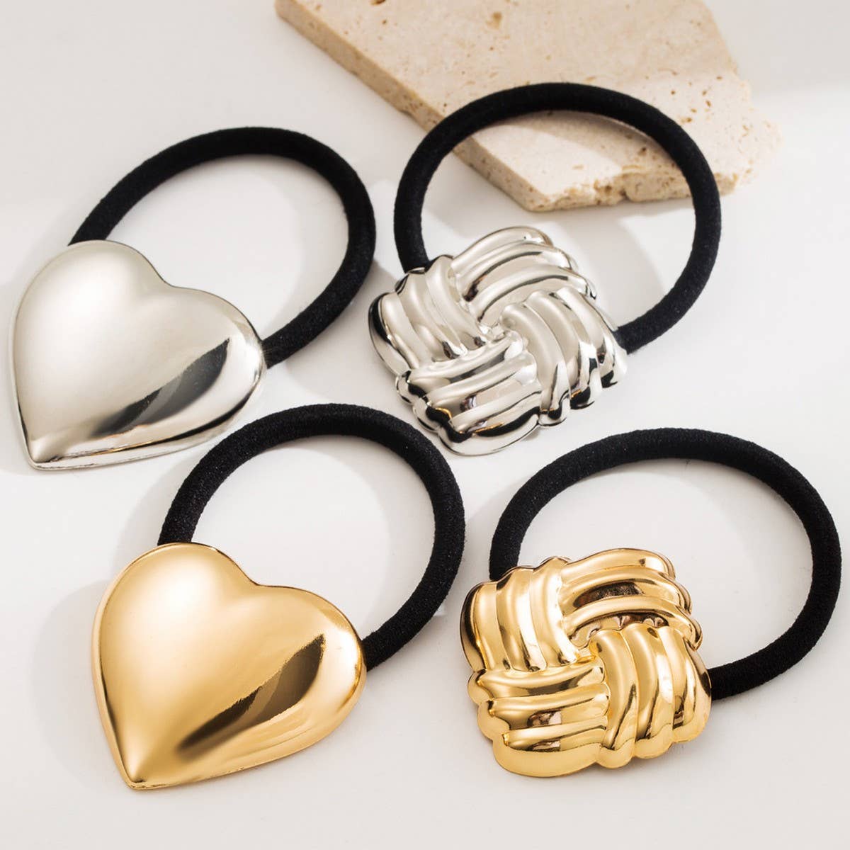 Minimalist Glossy Heart Geometric Hair Tie