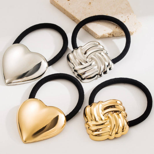 Minimalist Glossy Heart Geometric Hair Tie