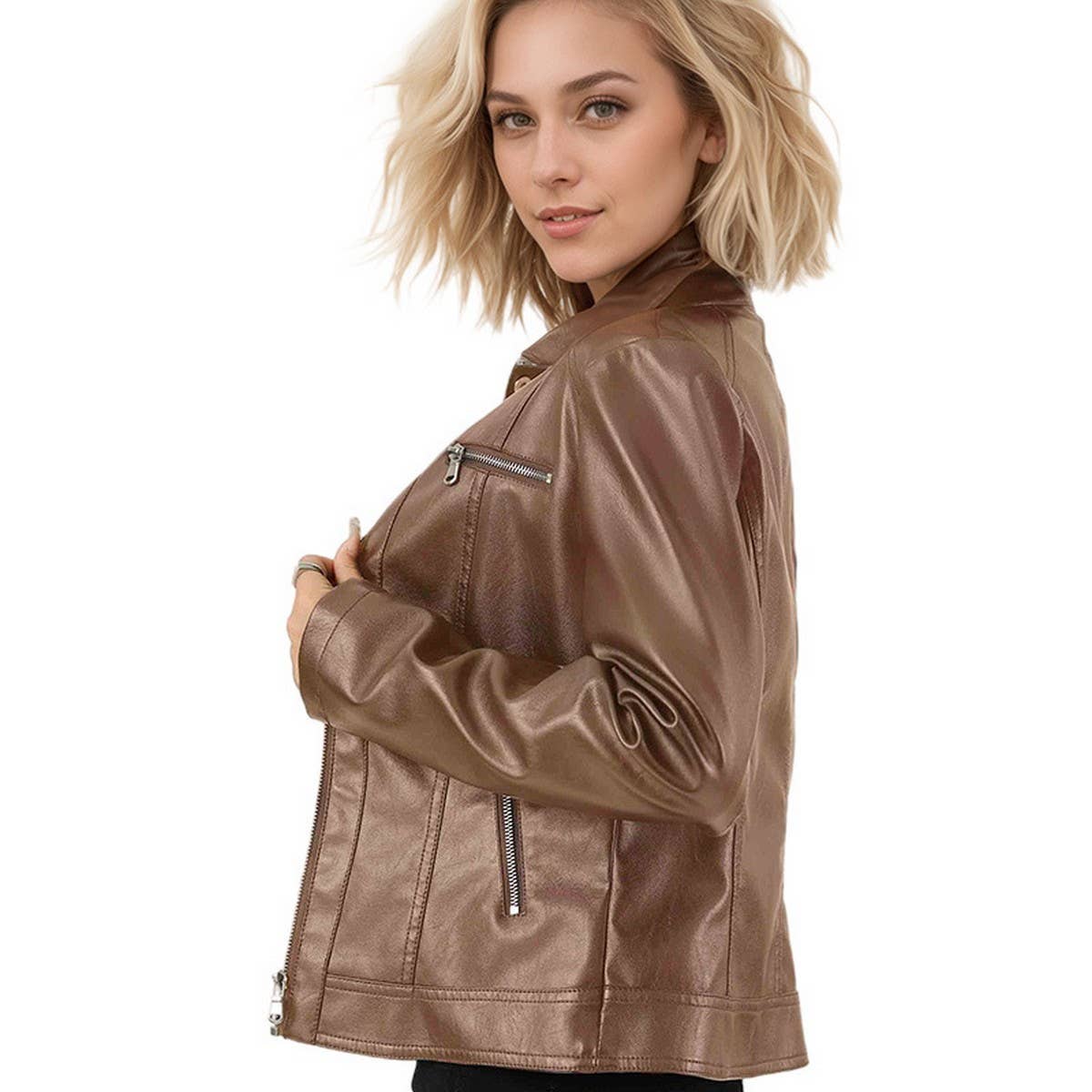 Women??¢s Slim Biker Jacket ??Trendy PU Leather Coat_CWMM9015