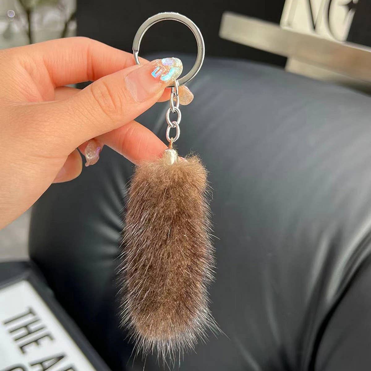 MINI CUTE PLUSH TAIL CAR KEYCHAIN BAG PENDANT