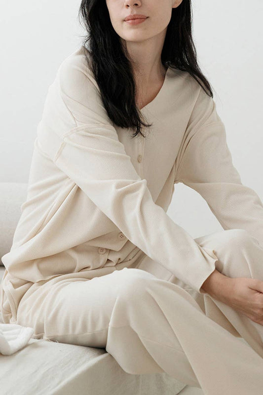 Single-breasted top wide-leg pants pajama set