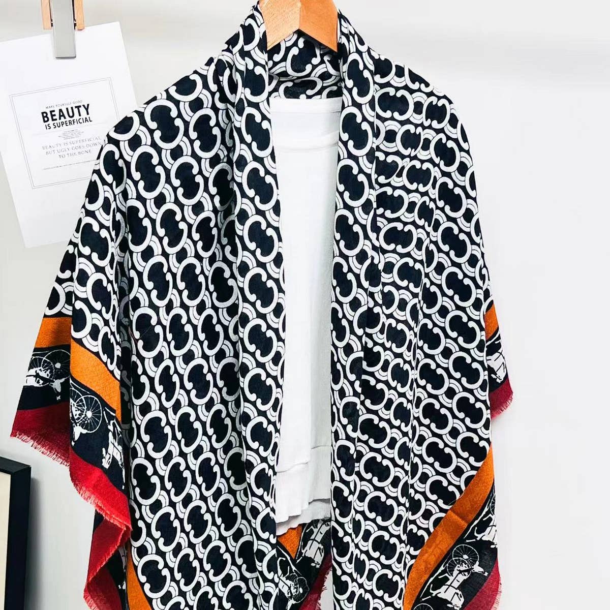 Letter Print Scarf - Chic Winter Wrap Gift Shawl