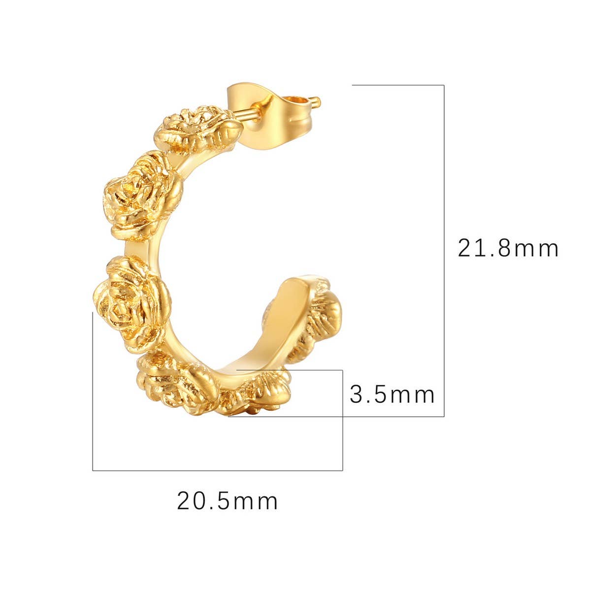 18K GOLD PLATED ROSE-SHAPED HOOP EARRINGS_CWAJE0564