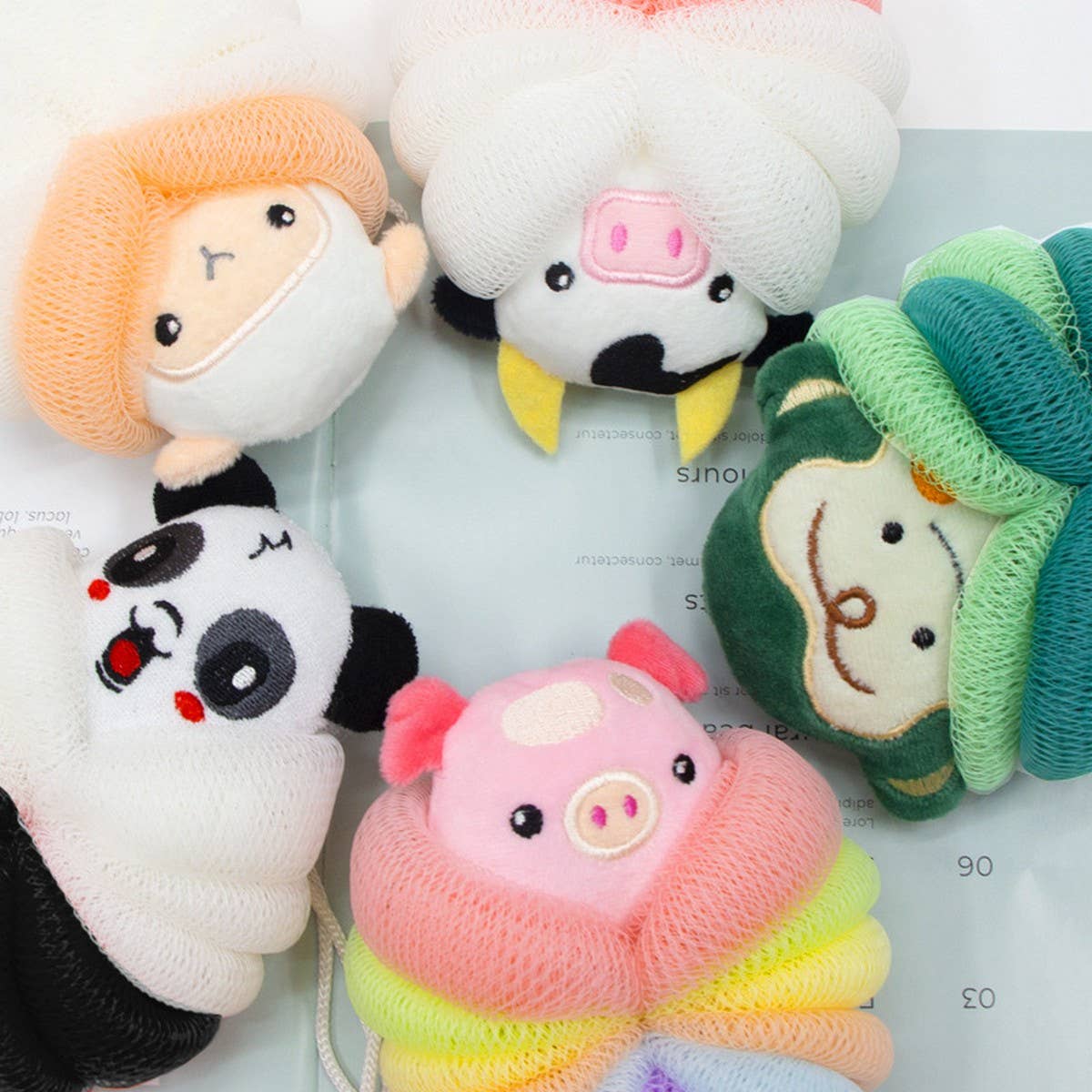 CWMM9151_CARTOON ANIMAL SOFT BUBBLE LOOFAH BALL