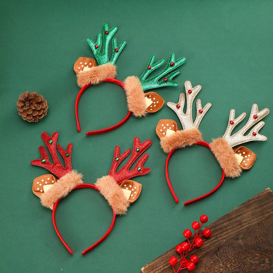 CHRISTMAS DEER ANTLER HEADBAND WITH EARS