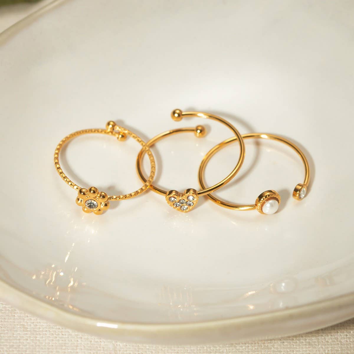 18K PALD GOLD STAINLESS STEEL RINGS SET WHOLESALE_CWAJE1231
