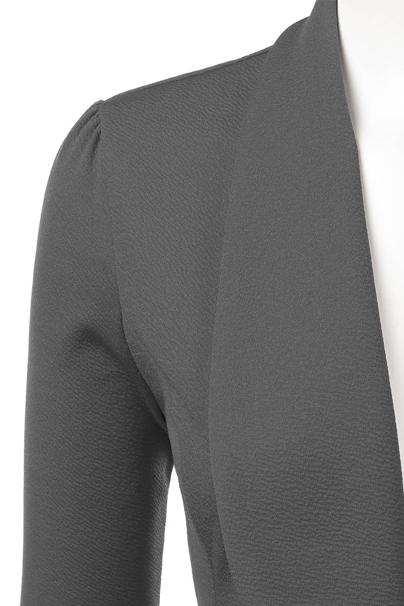 CWOBL089_Casual Work 3/4 Sleeve Open Front Blazer