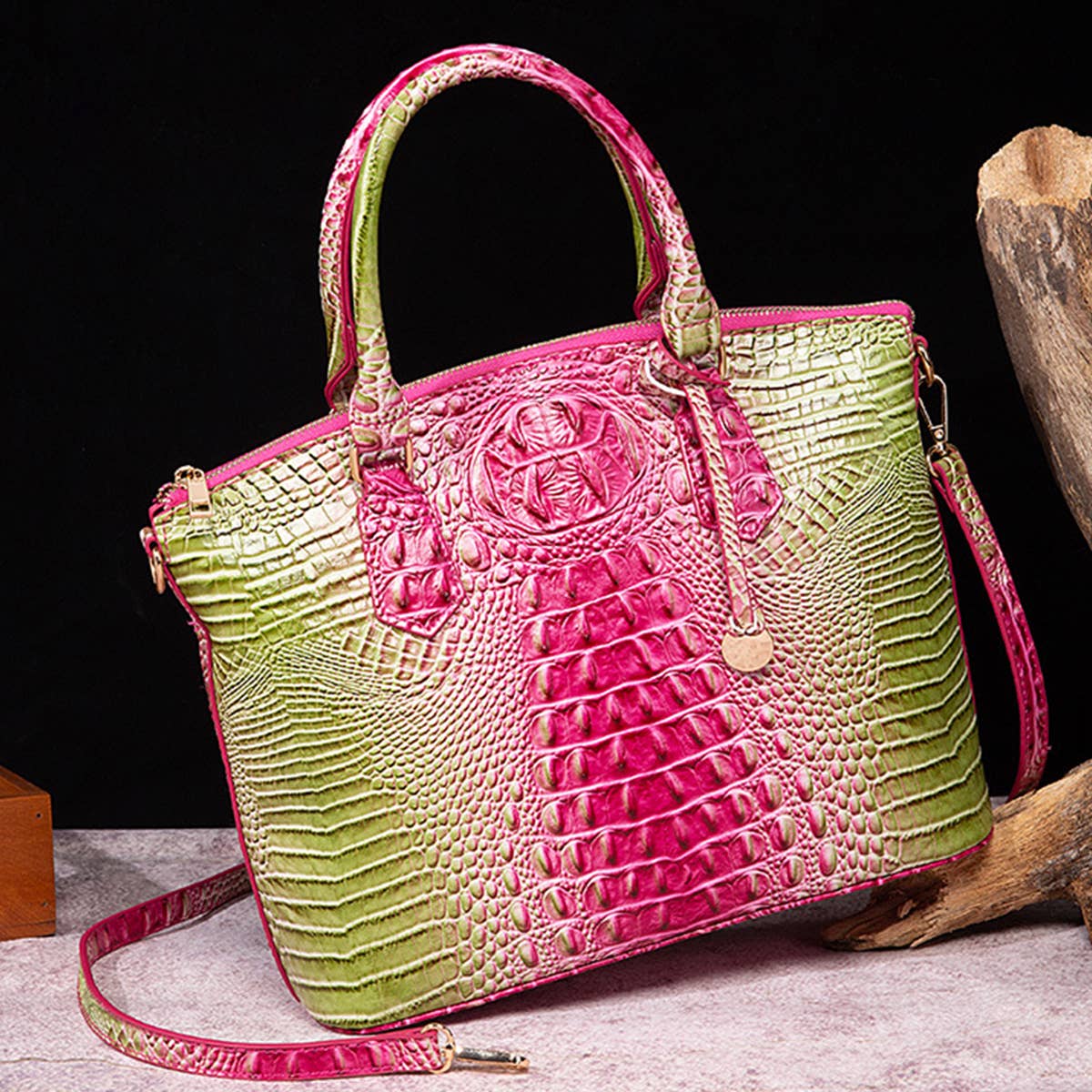 CLASSY CROCODILE PATTERN TOP HANDLE BAG_CWAB0572