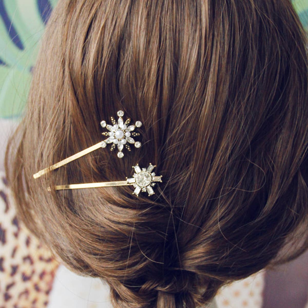 DISTRESSED VINTAGE STYLE PEARL AND DIAMOND HAIRPIN_CWAHA1216
