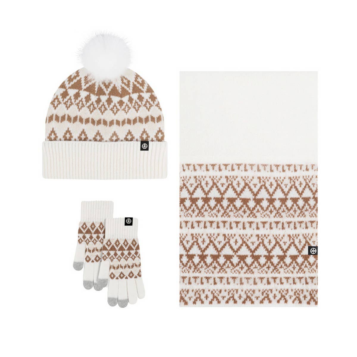 WINTER WARM JACQUARD KNITTED HAT 3-PIECE SET
