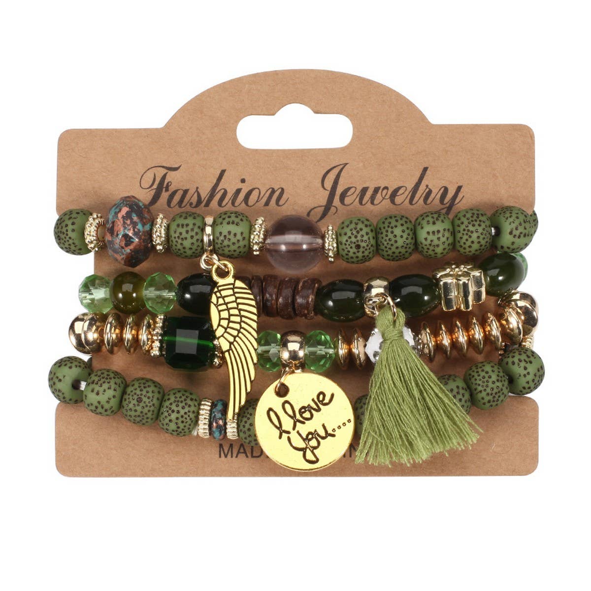 CWMM10449_BOHO WING CHARM MULTI LAYER BUDDHA BEAD BRACELET