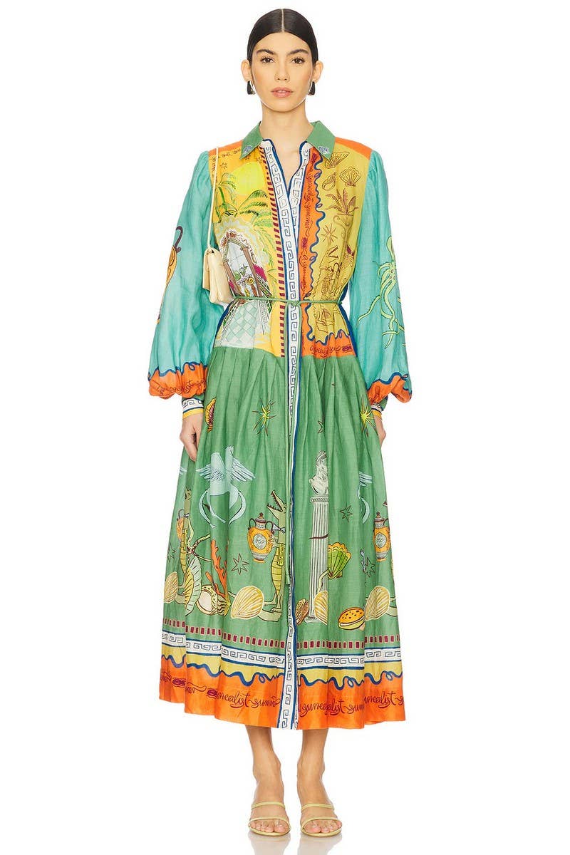 CWDMD5724_FASHION PERSONALITY CASUAL LOOSE PUFF SLEEVE DRESS