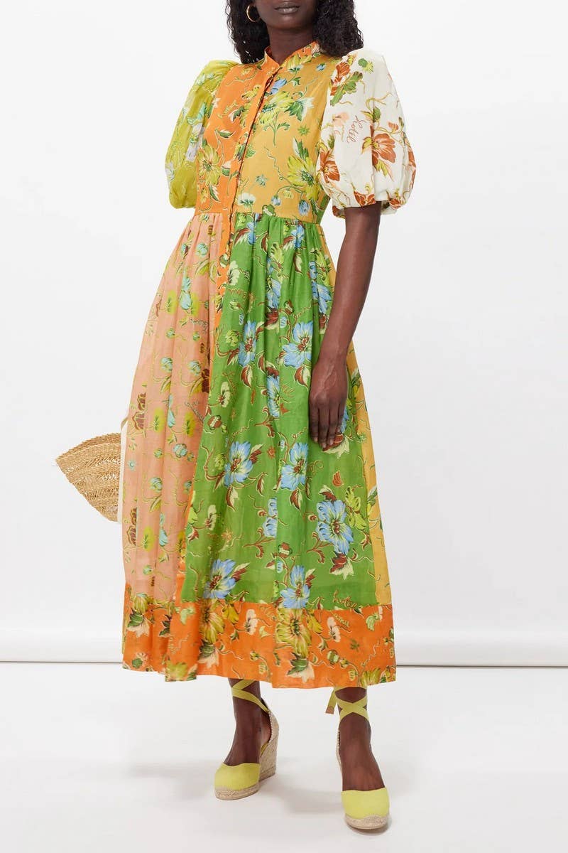 CWDMD5743_NEW SUMMER FLORAL PRINT PUFF SLEEVE DRESS