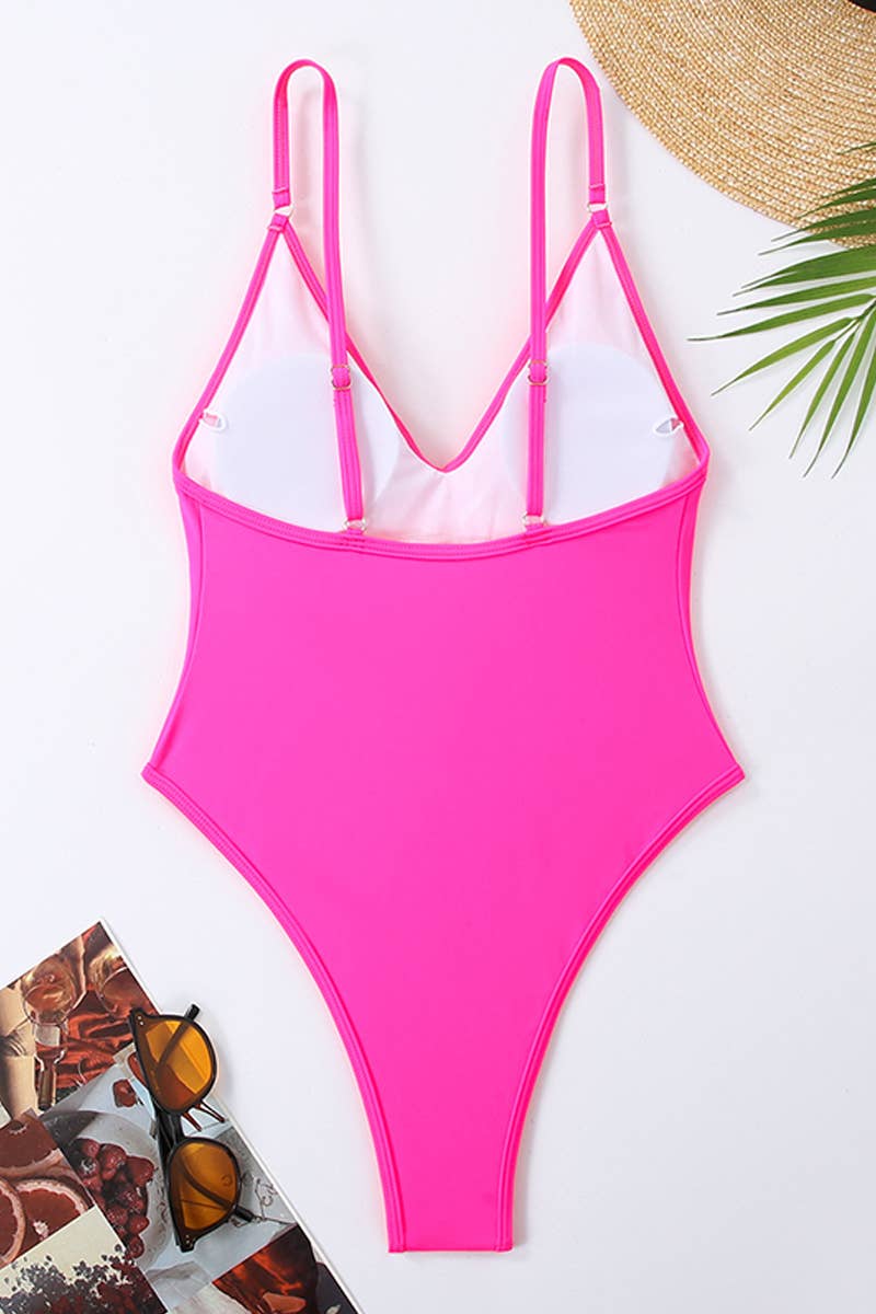 CWMW0816_LADIES' SEXY SOLID COLOR ONE-PIECE SWIMSUIT