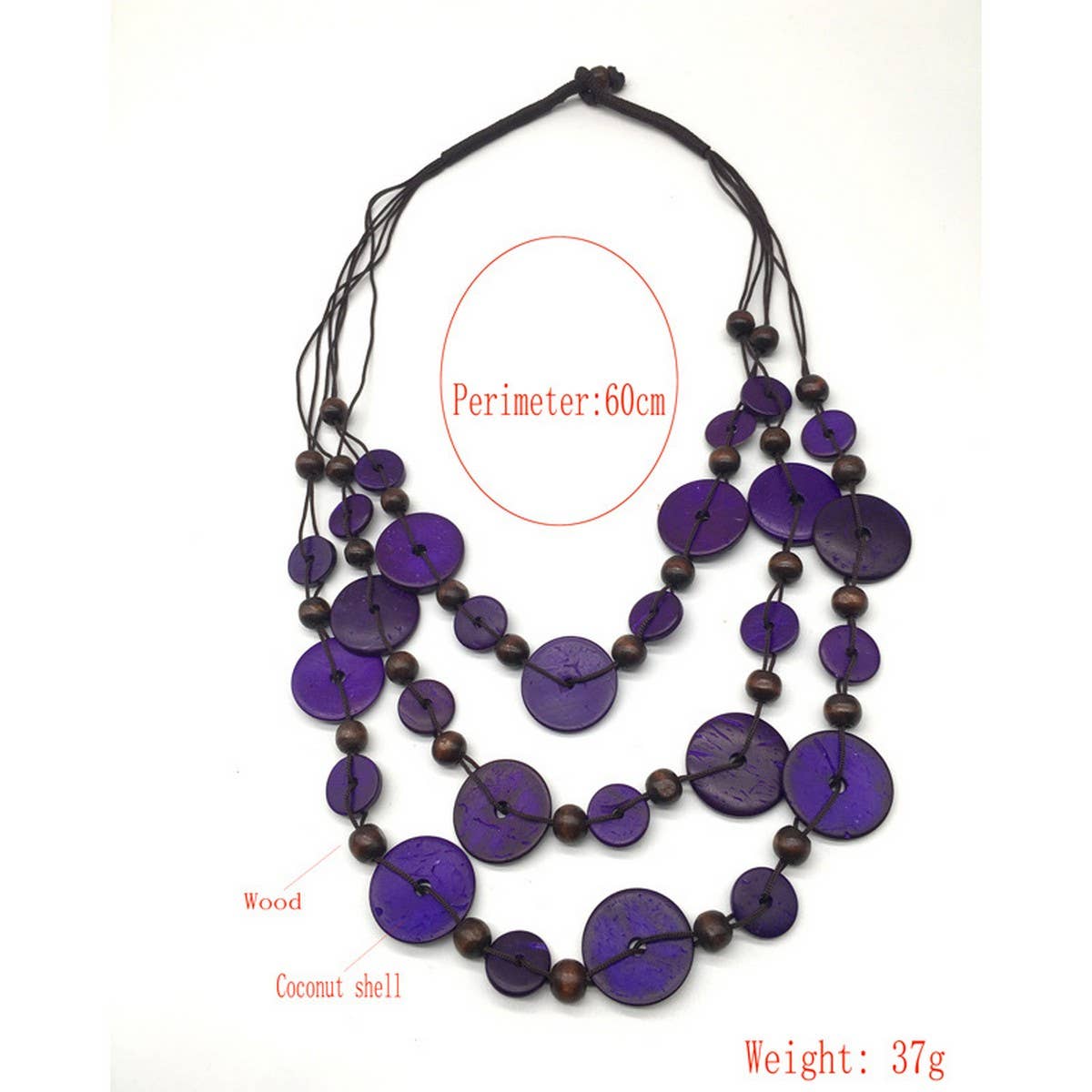 HANDMADE COCONUT WOOD BEADED MULTI-LAYER NECKLACE