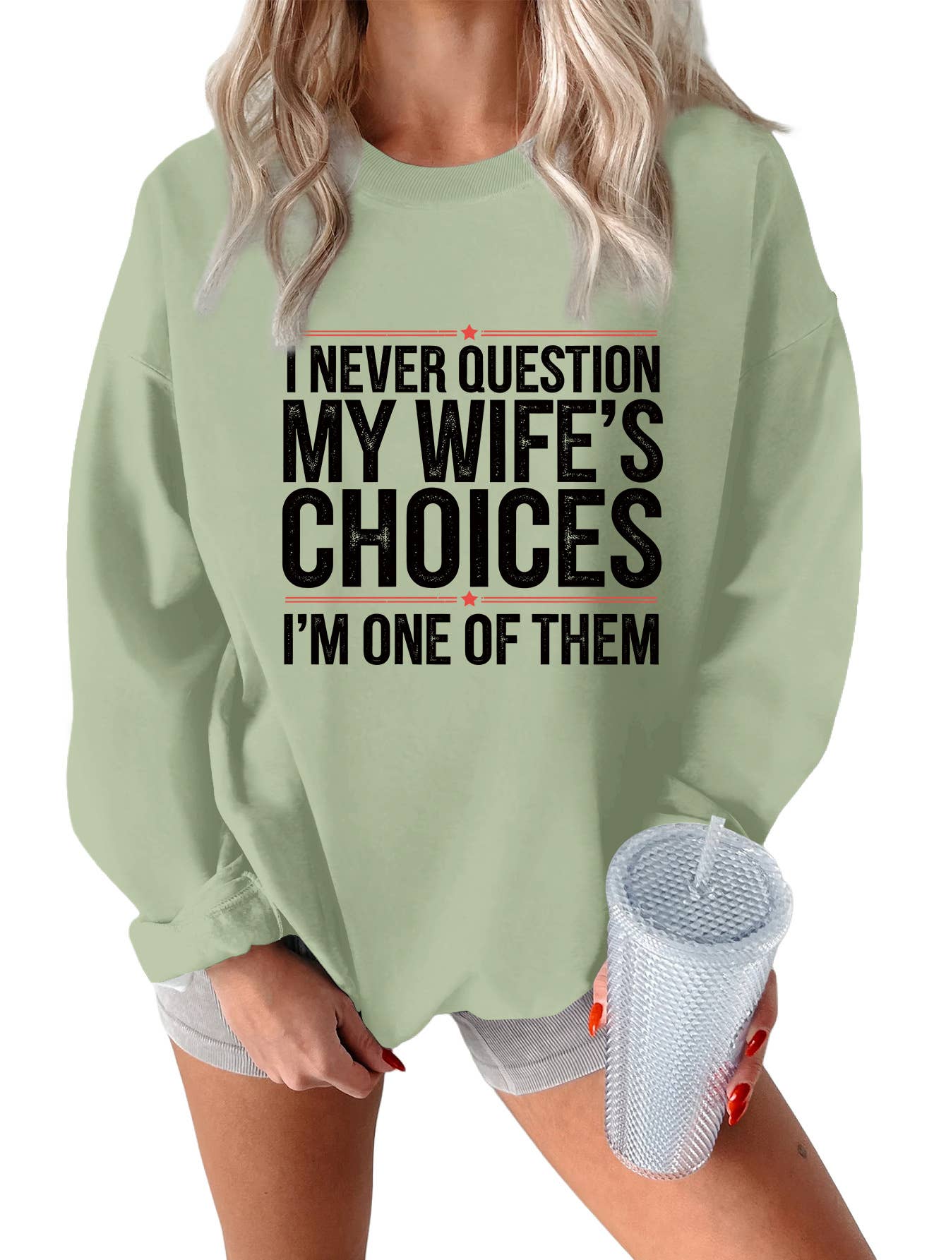 i never question printed thickened sweatshirt