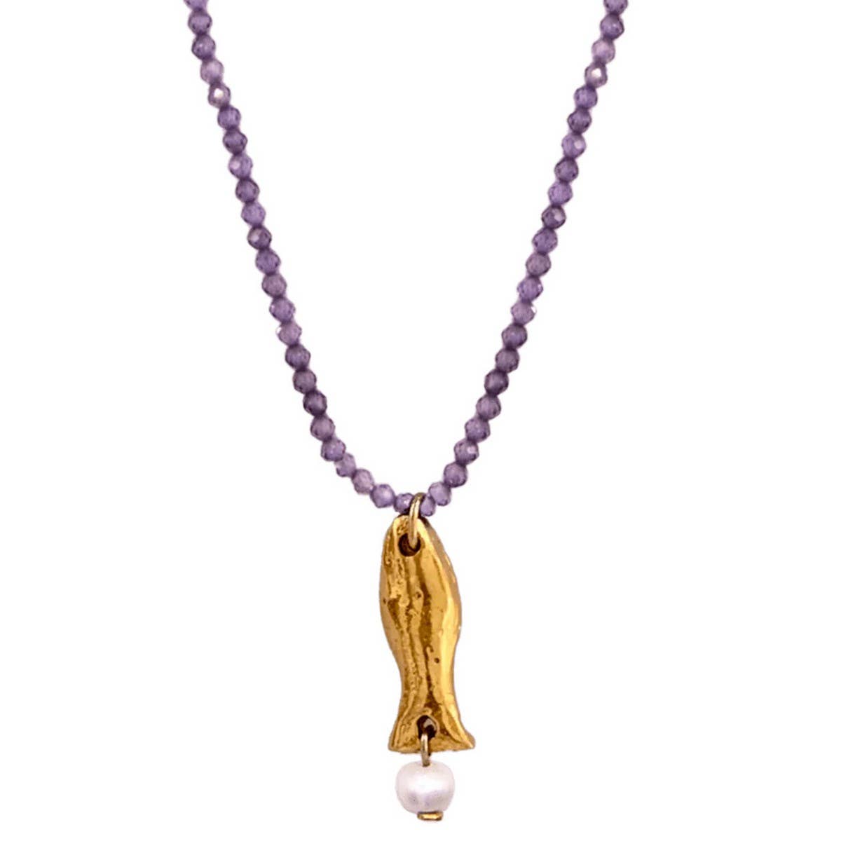 Gold Ocean Charms Necklace ? Fish & Shell Beads