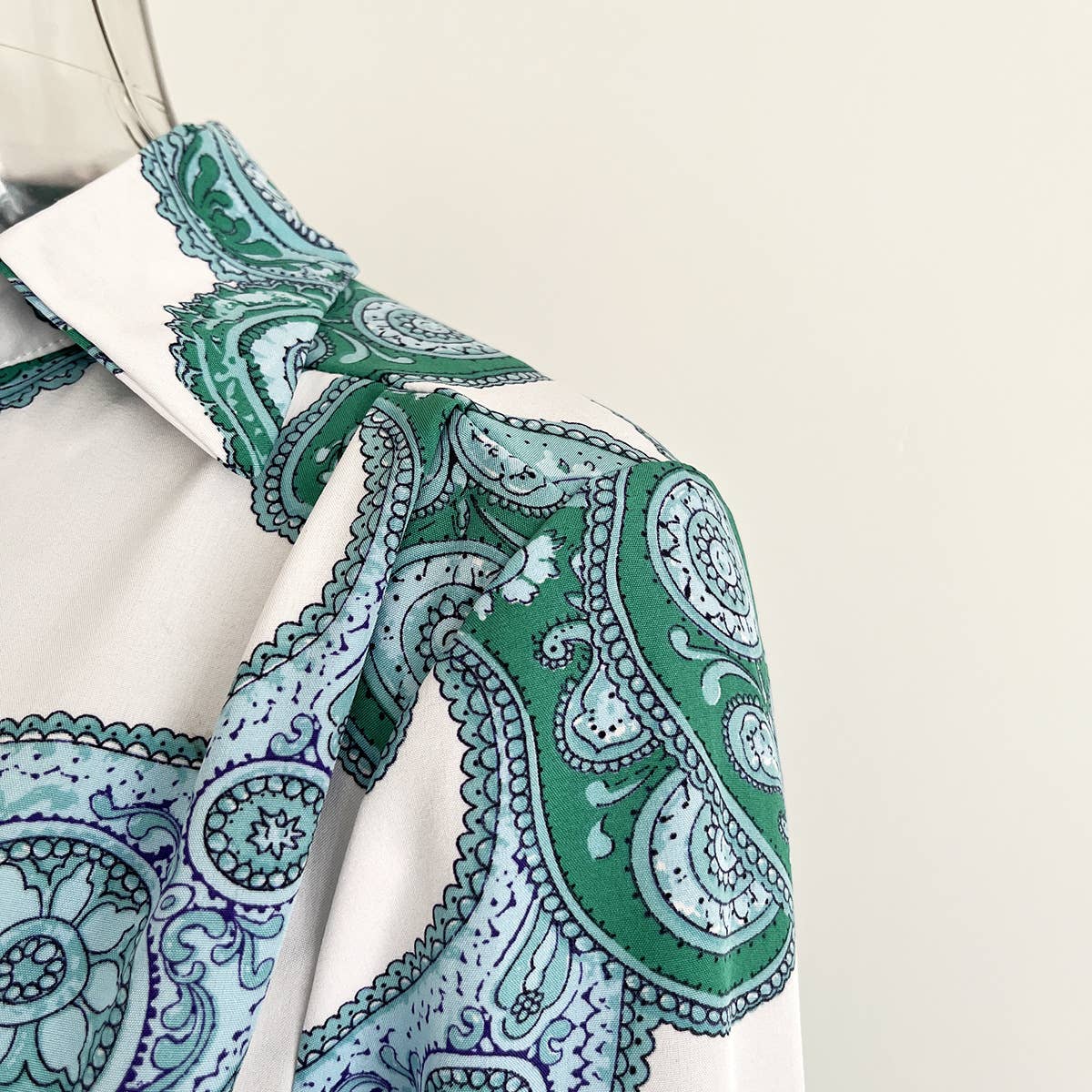 VINTAGE PAISLEY PRINT SHIRT NECK DRESS