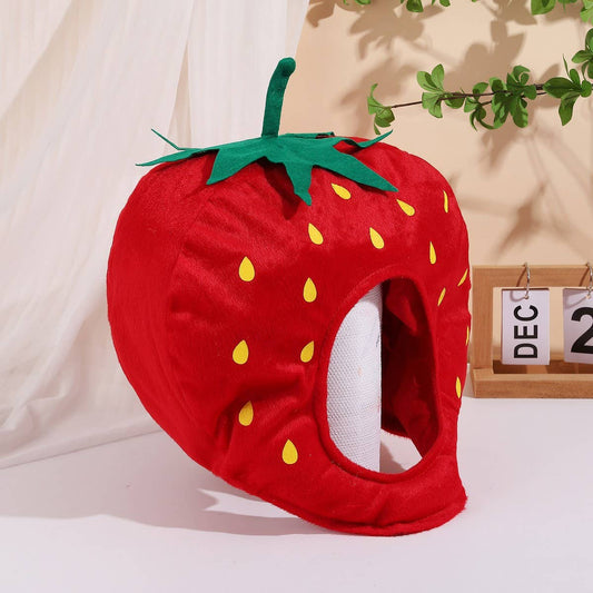 CWAH4062_CUTE PHOTO SHOW FUNNY HEADGEAR STRAWBERRY HAT