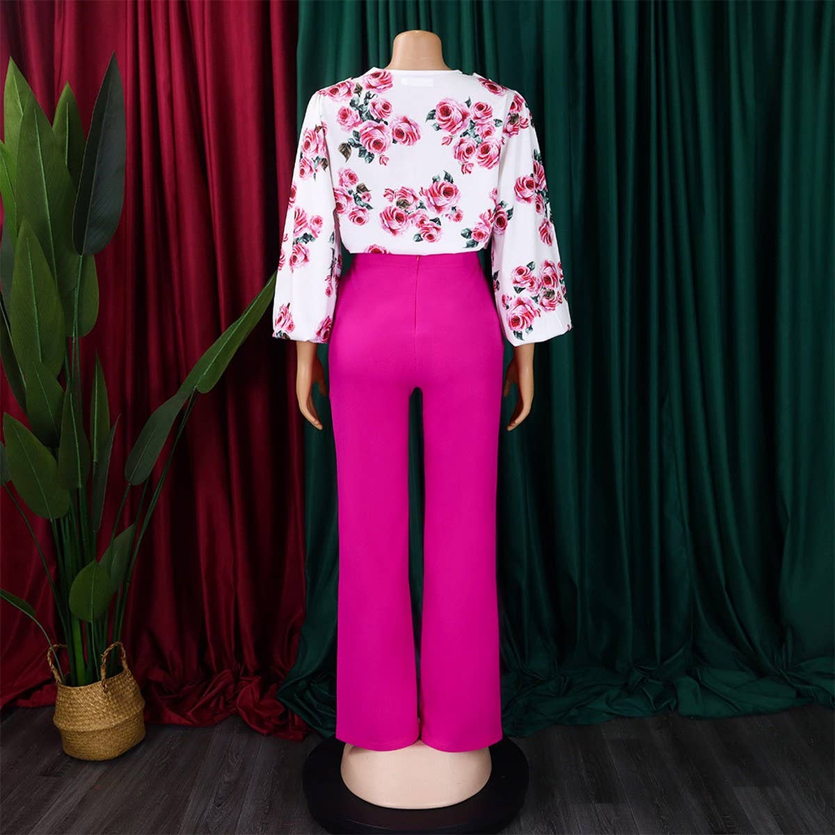 PRINTED TIE TOP AND WIDE-LEG PANTS TWO-PIECE SET_CWSTB1140