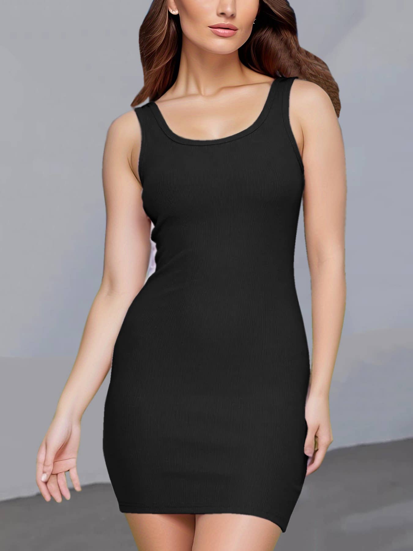 SLIM-FIT HALTER U-NECK RIBBED VEST SKIRT