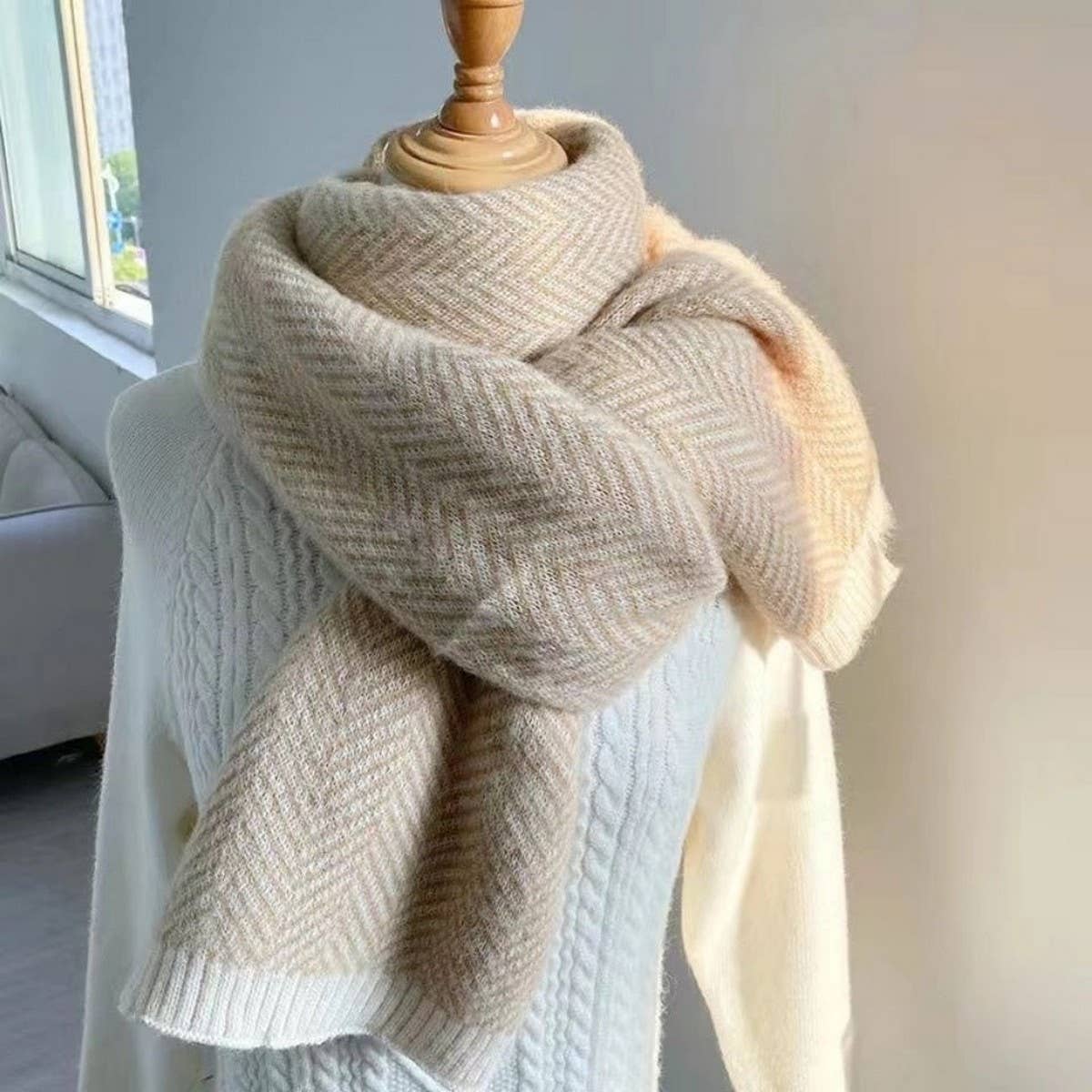 Plaid Faux Cashmere Scarf - Stylish Winter Neck_CWASC1247