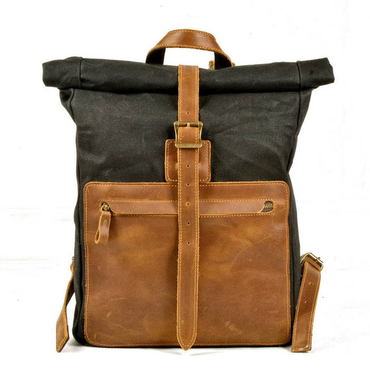 Vintage Waxed Canvas Leather Backpack for Men_CWAB5540