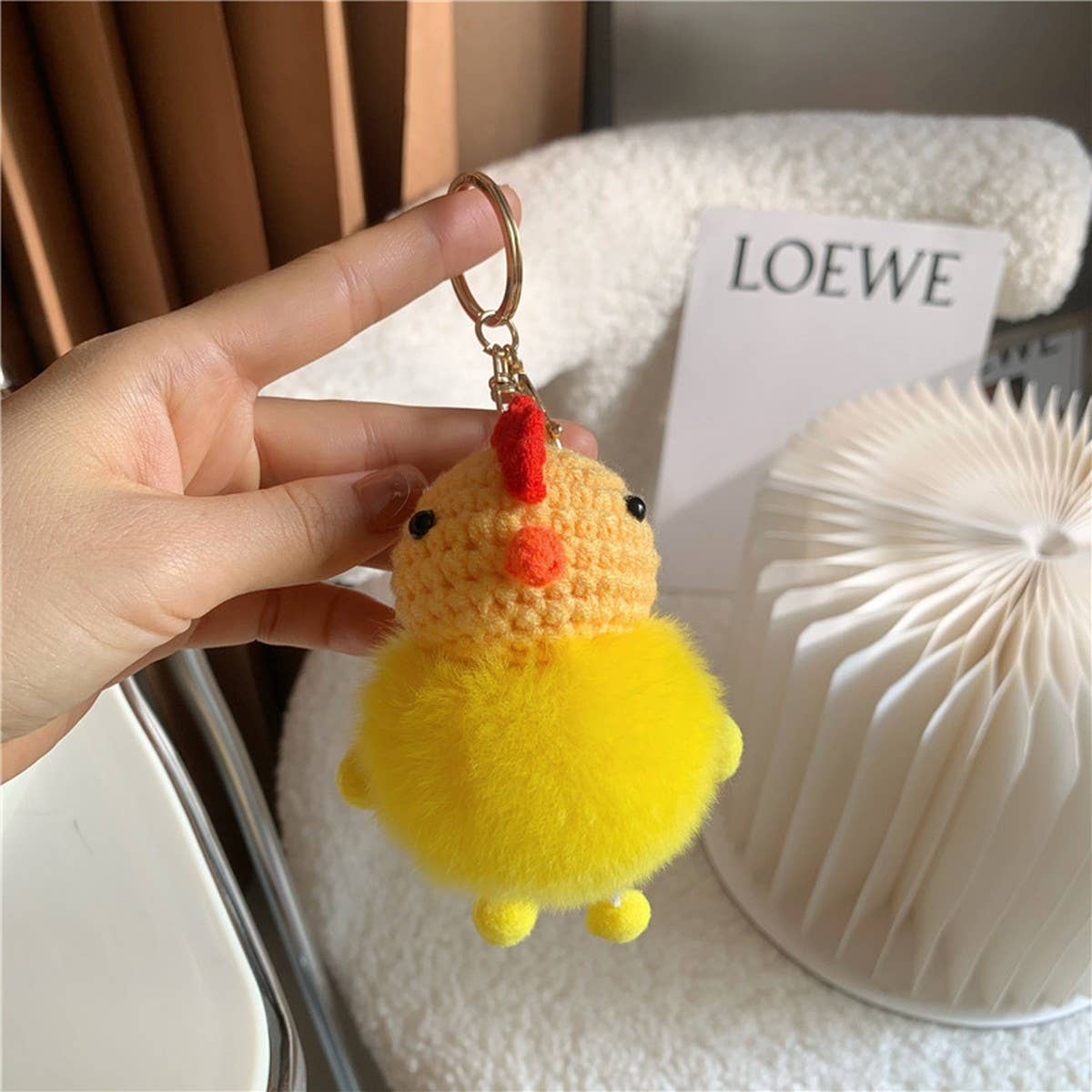 CUTE SMALL WOOL PLUSH BAG PENDANT CAR KEYCHAIN