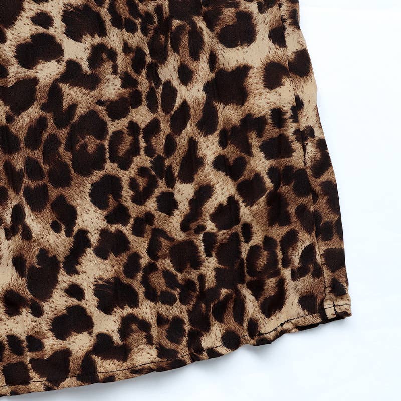 TEMPERAMENT COMMUTER LEOPARD PLEATED SKIRT