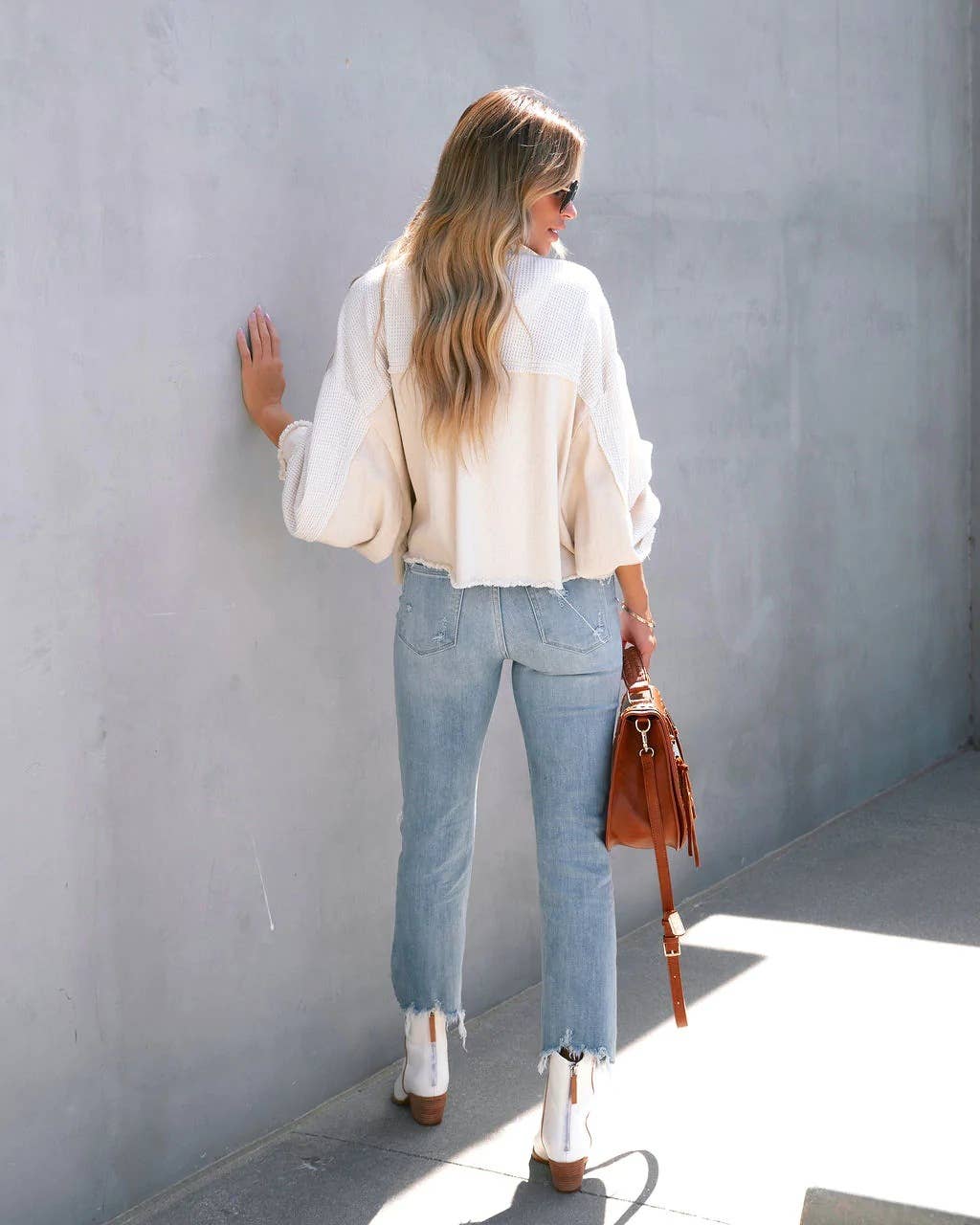 Waffle patchwork short washable coat