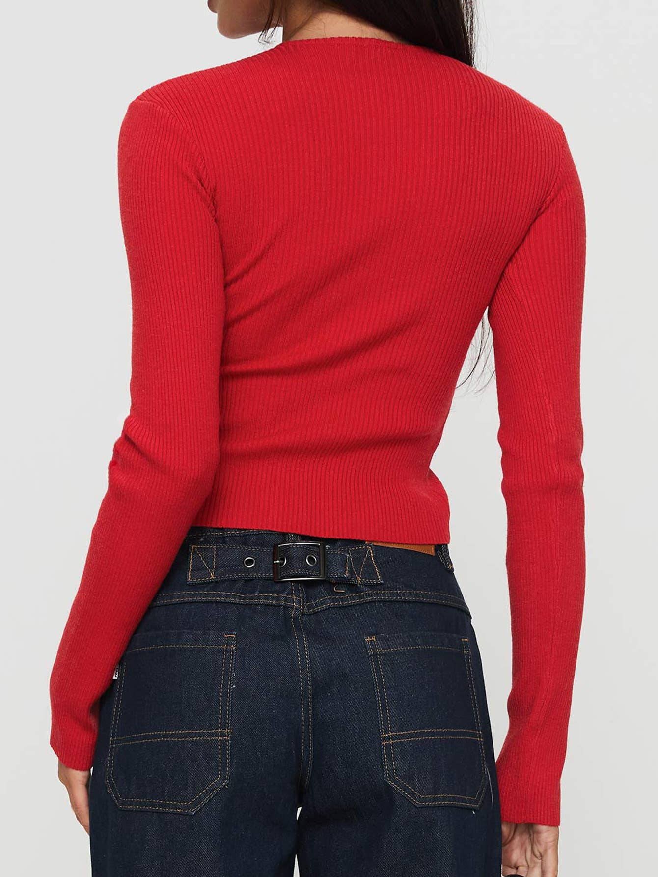 Hot Girl solid color long-sleeved woolen Sweater