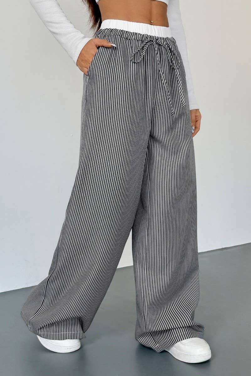 CWBLP2150_COLORBLOCK STRIPED CASUAL STRAIGHT PANTS