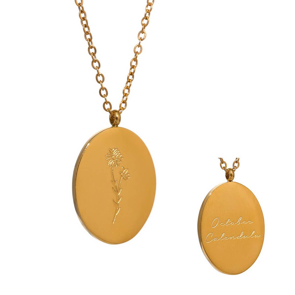 GOLD STAINLESS STEEL DECEMBER FLOWER NECKLACE